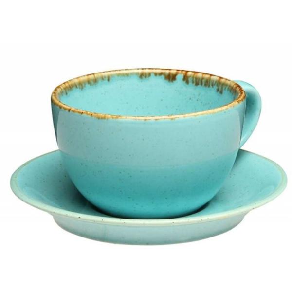 Чашка чайная Porland  Seasons Turquoise Бирюзовый 320 мл с блюдцем 160 мм (в наборе 6 шт.)