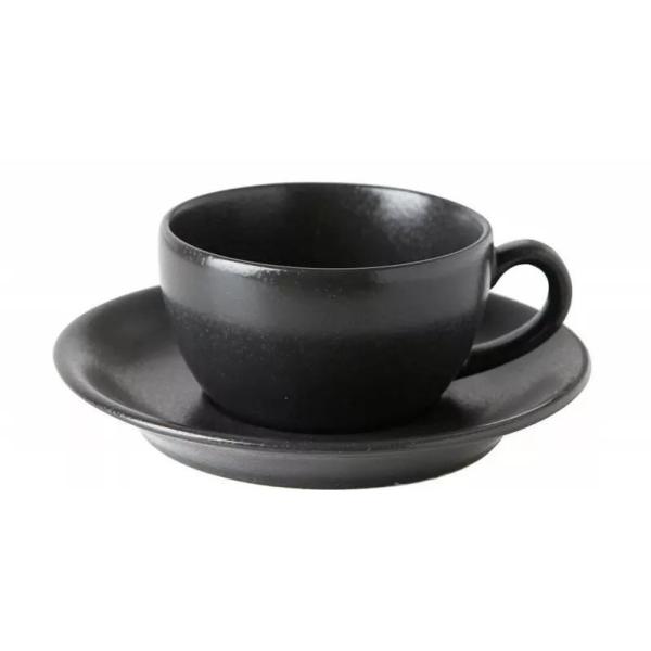 Чашка чайная Porland Seasons Black Черный 200 мл с блюдцем 160 мм в наборе
