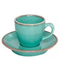 Чашка кофейная Porland Seasons Turquoise Бирюзовый 80 мл с блюдцем 120 мм (в наборе 6 шт.)