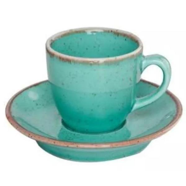 Чашка кофейная Porland Seasons Turquoise Бирюзовый 80 мл с блюдцем 120 мм (в наборе 6 шт.)