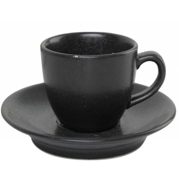 Чашка кофейная Porland Seasons Black  Черный 80 мл с блюдцем 120 мм (в наборе 6 шт)
