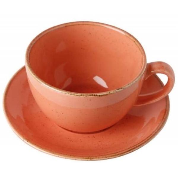 Чашка чайная Porland Seasons Orange "Оранжевый" 320 мл с блюдцем 160 мм (в наборе 6 шт)