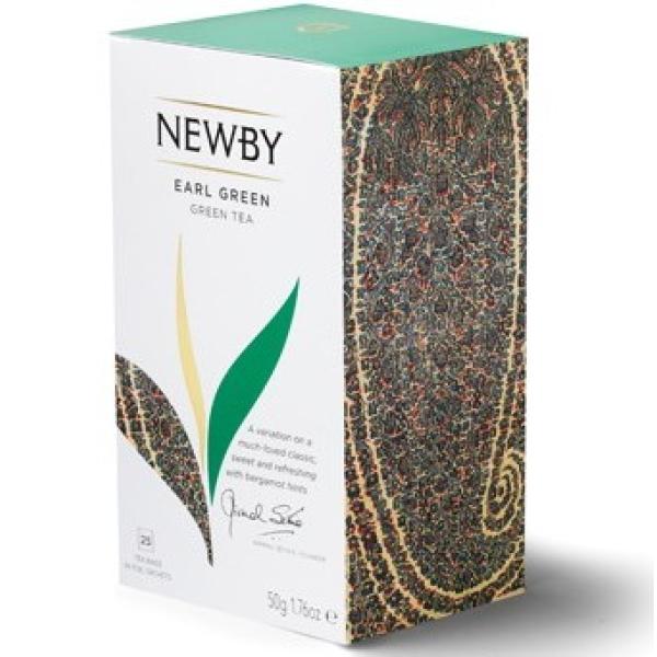 Чай зеленый Newby Эрл Грей в пакетиках 25 шт